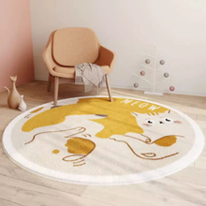 Tapis enfant rond avec motif chat mignon