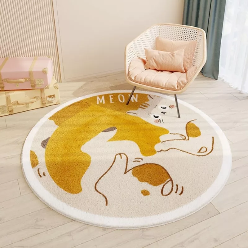 Tapis enfant rond avec motif chat mignon