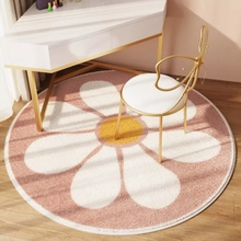 Tapis enfant rond à motif fleur