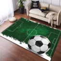 Tapis enfant rectangulaire terrain de football vert et blanc