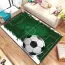 Tapis enfant rectangulaire terrain de football vert et blanc