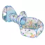 Tipi enfant bleu avec tunnel rampant et piscine à balle