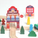 Circuit voiture en bois train et voitures 36 pièces