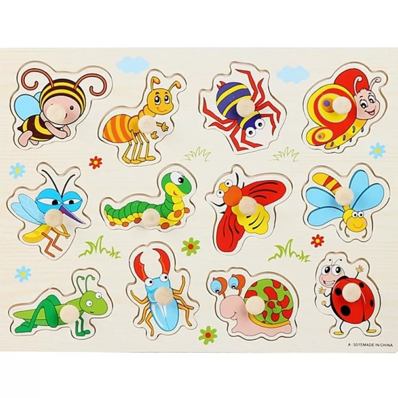 Puzzle enfant en bois insectes