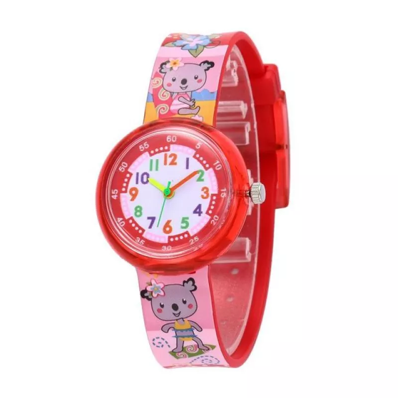 Montre enfant rouge ludique à motif koala