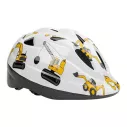 Casque de vélo enfant blanc à motif engins de construction