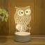 Lampes de chevet enfant LED hibou 3D créative