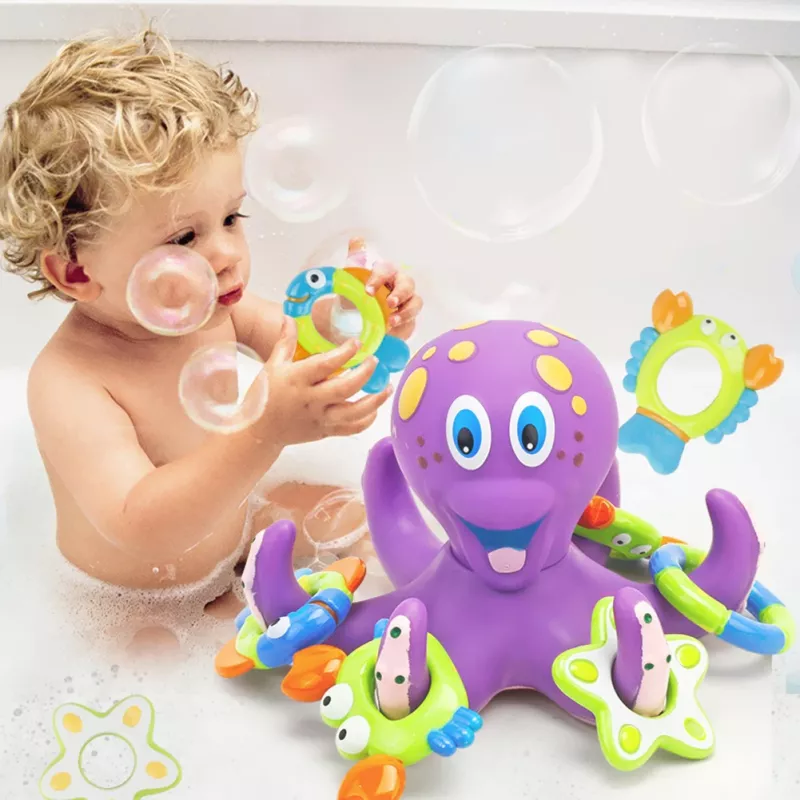 Jouet de bain pieuvre violette en plastique