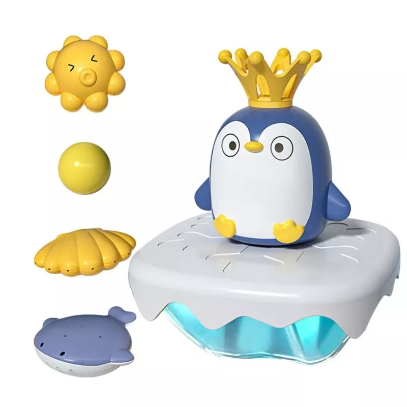 Jouet de bain pingouin en plastique avec accessoires marins