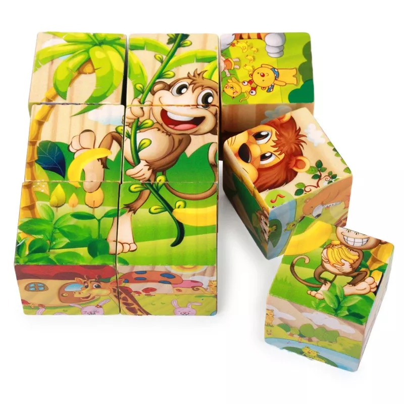 Puzzle enfant cubes animaux 