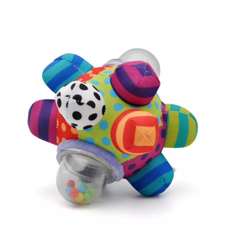 Hochet bébé balle à bosse en tissu coloré