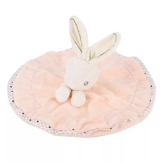 Doudou plat lapin rond rose