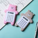 Calculatrice portable d’ours mignon avec boutons en silicone 