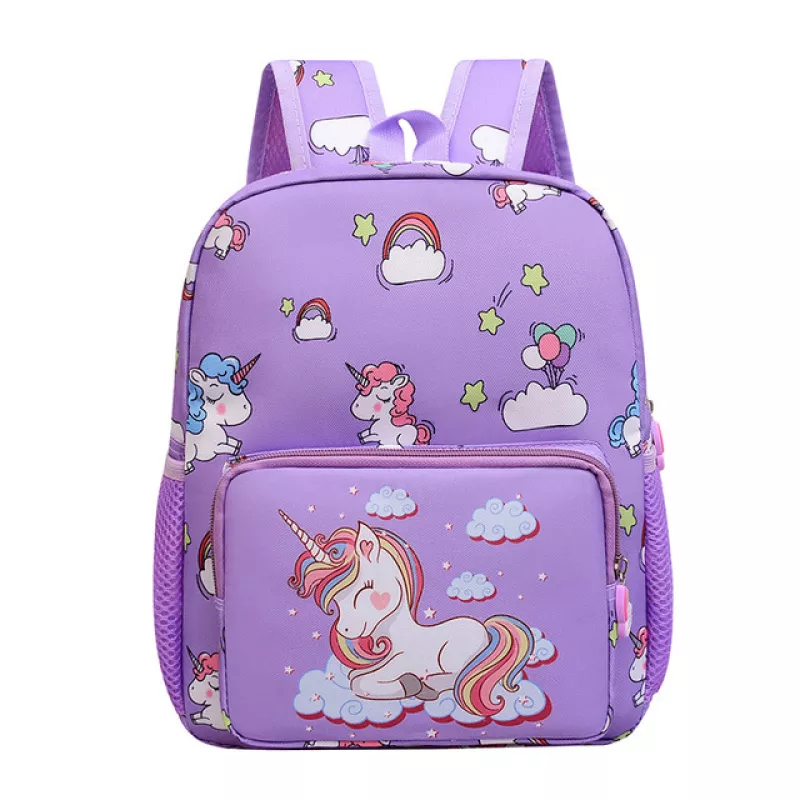 Sac à dos violet captivant rehaussé des motifs licorne 