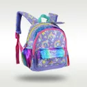 Cartable original violet orné des dessins de lapin arc en ciel