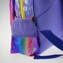 Cartable original violet orné des dessins de lapin arc en ciel
