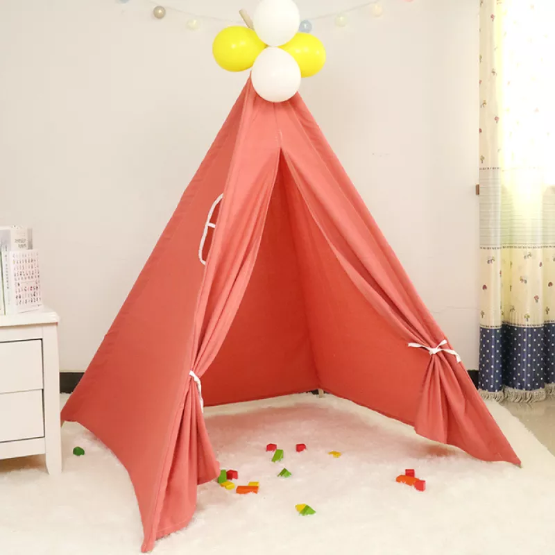 Tipi Enfant de jeu pliable en bois et coton au style indien