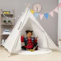 Tipi Enfant de jeu pliable en bois et coton au style indien