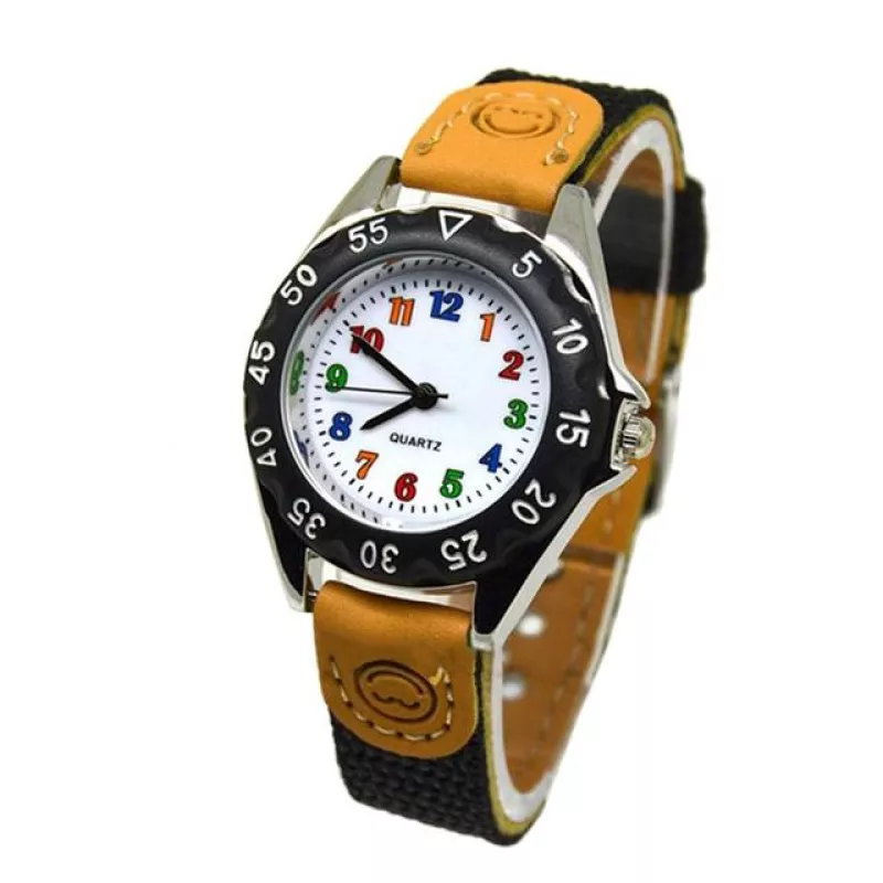 Montre enfant chiffres multicolores avec joli bracelet en tissu